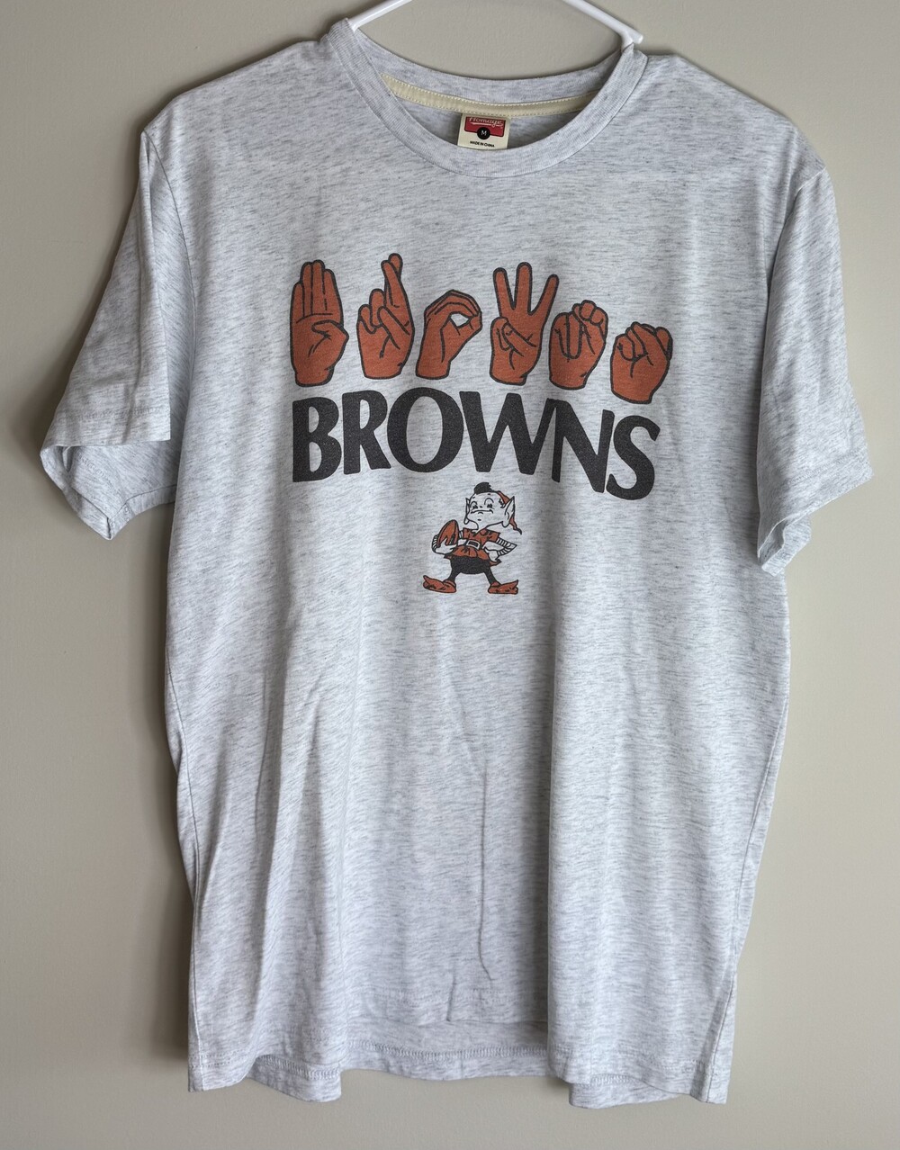 Homage Browns Medium Gray T-Shirt with Sign Language Graphic